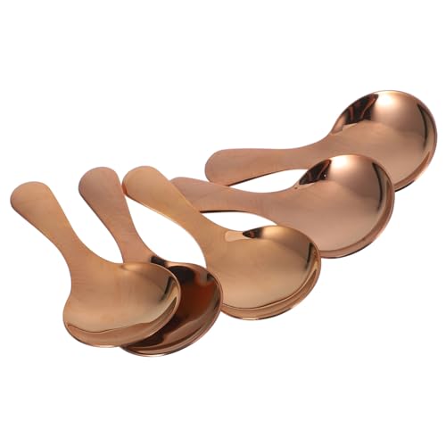 JECOMPRIS 5 Stück Edelstahl -Mini -Löffel kaffeelöffel Löffel kurzes Griff Zuckerschaufel Honiglöffel Gewürzlöffel winzige Schaufel Messlöffel Rostfreier Stahl Rose Gold von JECOMPRIS