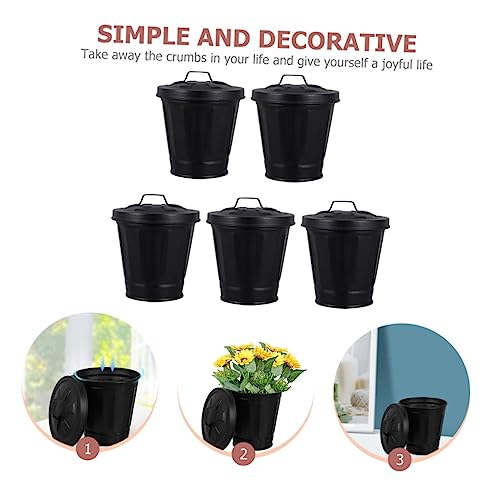 JECOMPRIS 5 Stück Teiliges Mini Mülleimer mit Deckel aus Robustem Kleiner Tischabfalleimer für Wohnzimmer und Schlafzimmer Kompakter Desktop Behälter zur Aufbewahrung Geruchsneutral und von JECOMPRIS