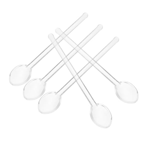 JECOMPRIS 5 Stück Teiliges Transparente Glas Kaffeelöffel aus Borosilikat mit Langem Stiel Hitzebeständig und Glatt Vielseitig zum Rühren von Kaffee Tee Saft und Desserts von JECOMPRIS