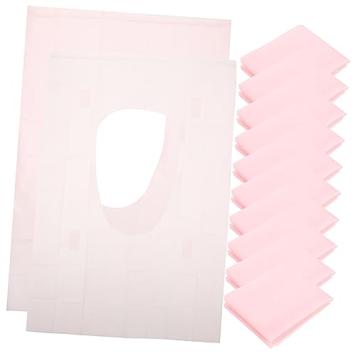 JECOMPRIS 50 Stück Wasserdichtes Sitzkissen tragbar reisen Abdeckung Form gepolsterter Toilettensitz Liner Badezimmer WC-Sitze Matte wasserdichte Toilettensitzmatte Zellstoffpapier Rosa von JECOMPRIS