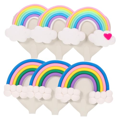 JECOMPRIS 6 Stück Selbstklebende Regenbogen Wandhaken Wolkenform Dekorative Haken für Küche Bad Büro Praktische Aufbewahrung für Schlüssel Handtücher Mäntel von JECOMPRIS