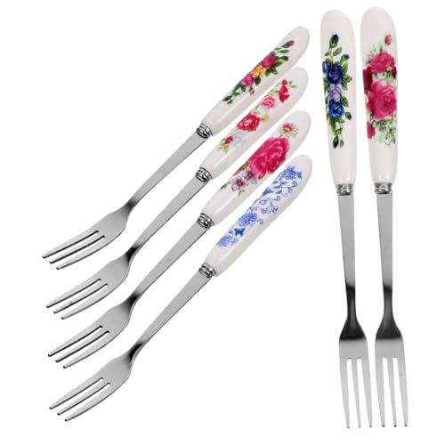 JECOMPRIS 6 Stück Teiliges Edelstahl Dessertgabeln mit Keramikgriff Multifunktionale Kleine Obstgabeln für Kuchen Salat und Party Buntes Blumen Design Leicht zu Reinigen und Elegant für JECOMPRIS 6 Stück Teiliges Edelstahl Dessertgabeln mit Keramikgriff Multifunktionale Kleine Obstgabeln für Kuchen Salat und Party Buntes Blumen Design Leicht zu Reinigen und Elegant für von JECOMPRIS