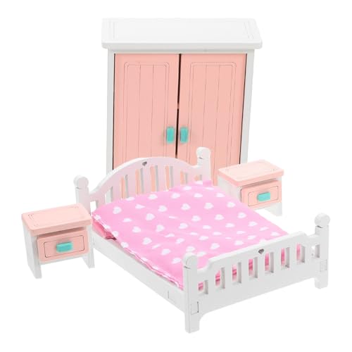 JECOMPRIS 7stücke Miniaturmöbel Für Puppenhaus Schlafzimmer Set Mit Bett Kleiderschrank Und Nachttisch Holzmöbel Maßstab Puppenhausmöbel Spielhauszubehör JECOMPRIS 7stücke Miniaturmöbel Für Puppenhaus Schlafzimmer Set Mit Bett Kleiderschrank Und Nachttisch Holzmöbel Maßstab Puppenhausmöbel Spielhauszubehör von JECOMPRIS
