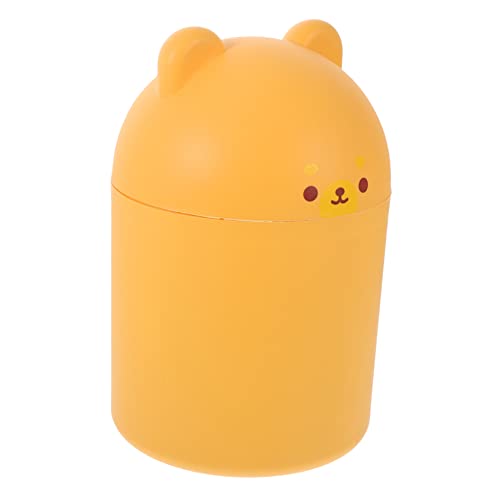 JECOMPRIS Cartoon Desktop Mülleimer Kreative Abfallbox für Schreibtisch Mini Mülleimer für Haushalt und Büro Niedliches Design Gelb zur Aufbewahrung Schlafzimmer und Wohnzimmer von JECOMPRIS
