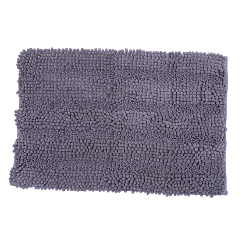 JECOMPRIS Chenille Badematte Extra rutschfest Saugfähig Dunkelgrau Weicher Badteppich für Badezimmer Küche Indoor Verwendung von JECOMPRIS