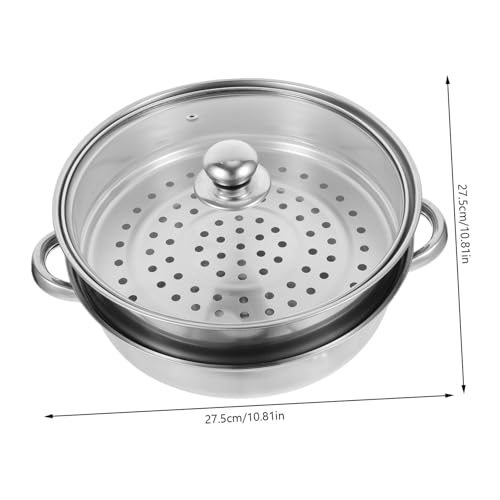 JECOMPRIS Dicker Dampfgarer Topf mit Doppel Etagen Haushalts Dämpftopf für Vielseitiges Kochen Robust Leicht zu Reinigen und Kompatibel mit Reiskocher und Küchengeräten von JECOMPRIS