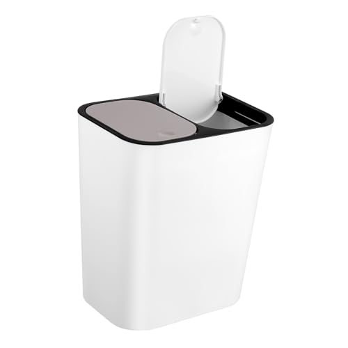JECOMPRIS Doppel Müllcontainer Küche Dual Kompartiment Abfalleimer mit Deckel Geruchsdicht Sortier Mülleimer für Trocken und Mülltrennung Haushalt von JECOMPRIS