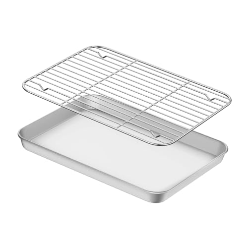 JECOMPRIS Edelstahl Backblech Set mit Wiederverwendbarem Robustem Drahtgestell Hitzebeständig Antihaftbeschichtet Vielseitig für Ofen Grill Camping und Brotbacken Praktische Kühl und JECOMPRIS Edelstahl Backblech Set mit Wiederverwendbarem Robustem Drahtgestell Hitzebeständig Antihaftbeschichtet Vielseitig für Ofen Grill Camping und Brotbacken Praktische Kühl und von JECOMPRIS