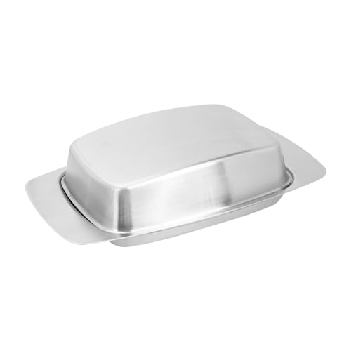 JECOMPRIS Edelstahl Butterdose mit Deckel Vielseitiger Butterbehälter zur Frischhaltung von Butter Käse und Desserts Robustes Material Praktisches Aufbewahrungstablett für Küche und von JECOMPRIS