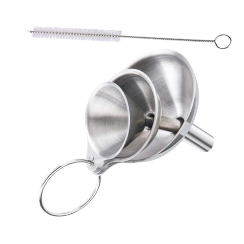 JECOMPRIS Pipettenflasche Edelstahl Trichter Set Für Die Küche 5 Teiliges Set Mit Großem Durchmesser Inklusive Reinigungsbürste Ideal Für ö Flüssigkeiten Und Einmacharbeiten von JECOMPRIS