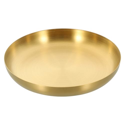 JECOMPRIS Edelstahl-Essteller Rundes Serviertablett Pizza-Pfanne Tiefer Teller Snack Salat Obstteller Metall-Couchtisch-Tablett Unzerbrechliches Camping-Abendessen Geschirr für Tee-Tablett von JECOMPRIS