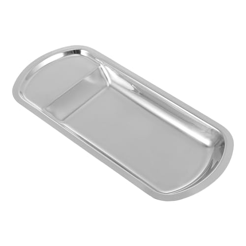 JECOMPRIS Edelstahl Servierplatte mit Clipfunktion Multifunktionales Buffet Tablett Leicht Spülmaschinengeeignet Eckiges Design mit Abgerundeten Ecken für Snacks Brot und von JECOMPRIS