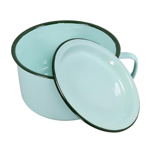 JECOMPRIS Emaille Ramen Schüssel mit Deckel Vielseitige Suppen Nudelschale für Heiße und Kalte Speisen Robustes Emailliertes für Büro Studenten und Zuhause von JECOMPRIS