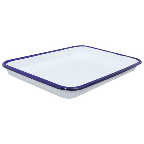 JECOMPRIS Emaille-tablett Längliche Tortenform Backplatte Toaster Ofenblech Pizzaofenblech Tablett Aus Emaille Wurstbrett Emaille-kochgeschirr Brotfach Tee-tablett Brotkasten Zum Essen Weiß von JECOMPRIS