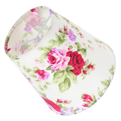 JECOMPRIS Floraler Lampenschirm aus Stoff Clip Lampenschirm Ersatz für Tischlampe Weißer Blumendruck Kompatibel mit Lampen für Wohn und Schlafzimmer von JECOMPRIS
