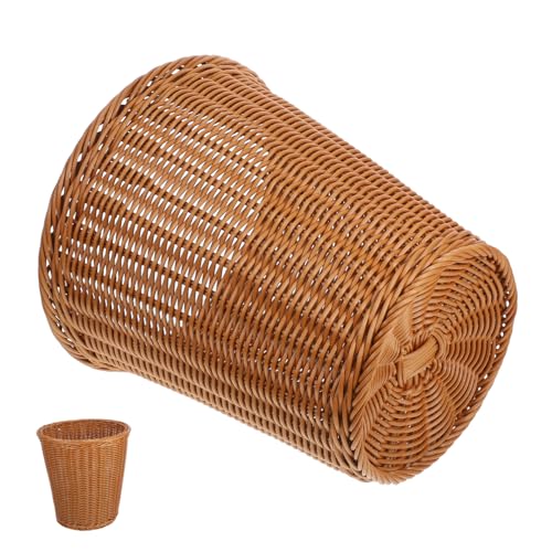 JECOMPRIS Geflochtener Mülleimer Imitat Rattan Abfalleimer Ohne Deckel Robust Für Küche Wohnzimmer Büro Kinderzimmer Stilvoller Aufbewahrungskorb von JECOMPRIS