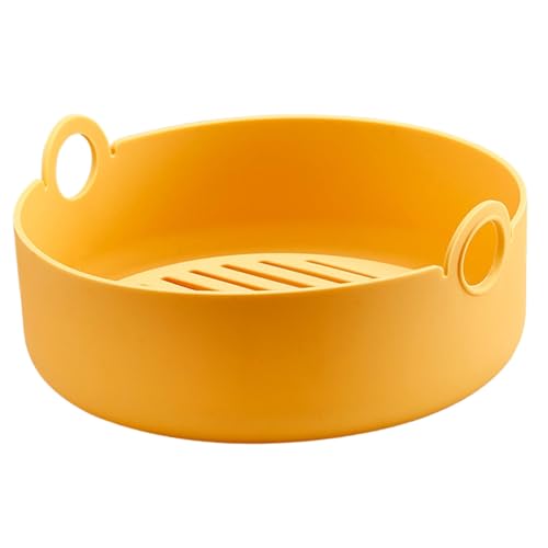 JECOMPRIS Hitzebeständiger Silikon Airfryer Topf Wiederverwendbarer Spülmaschinenfester Waschbarer Luftfritteusen Einsatz für Zuhause Rund Antihaftbeschichtet Geeignet für Mikrowelle und von JECOMPRIS