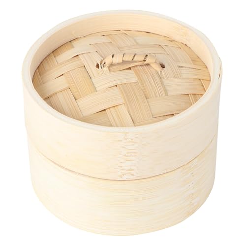 JECOMPRIS Holz Dampfkorb Rund Chinesischer Steamer mit Passendem Deckel Dampfgaren für Dim Sum Brötchen Desserts Schonendes Kochen Nährstofferhaltend Vielseitiges Kochzubehör für Asiatische von JECOMPRIS