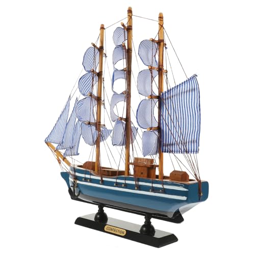 JECOMPRIS Holz Segelboot Modell Dekoratives Piratenschiff für Schreibtisch Deko mit Maritimem Design Handgefertigt als Office Tischdekoration und für von JECOMPRIS