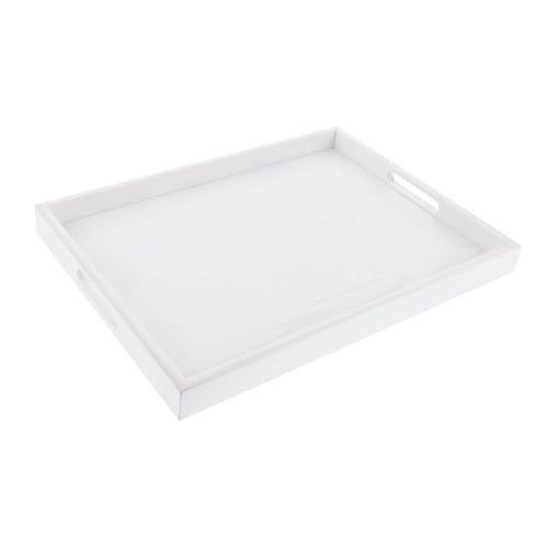 JECOMPRIS Holz Serviertablett mit Griffen Rechteckiges Dekoratives Tablett für Snacks Bad Organizer für Wohnbereich Esszimmer von JECOMPRIS