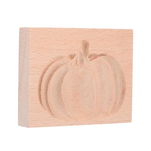 JECOMPRIS Holzbackform Kürbis Nonstick Ernte Keks Stempel Beech Holz Modell für Halloween Thanksgiving Vielseitige Keksform für Lebkuchen Muffins Fondant Leichtes Backen Festliche Dekoration von JECOMPRIS