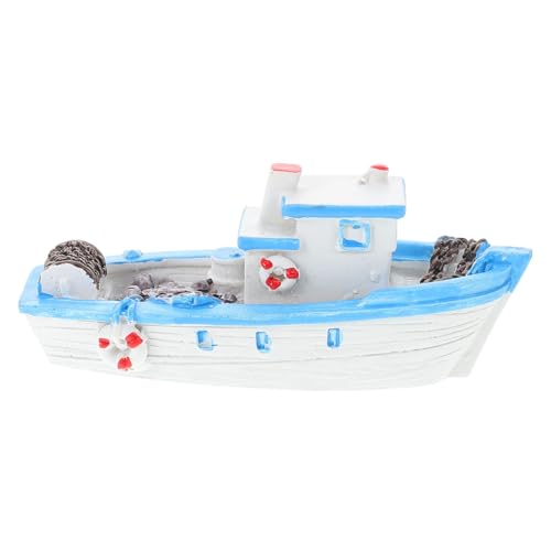 JECOMPRIS Kleine Fischerbootdekorationen Küsten Segelboot Bootsdekoration Mini Mikro kleine Boote Nautische Badezimmerdekoration schwimmendes Boot Boot-Kuchen-Topper Harz von JECOMPRIS