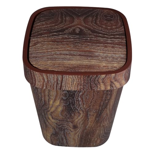 JECOMPRIS Kleiner Mülleimer mit Schwingdeckel Vintage Holzmaserung Kunststoff Abfalleimer für Küche Bad Wohnzimmer Kompakt Leicht zu Reinigen JECOMPRIS Kleiner Mülleimer mit Schwingdeckel Vintage Holzmaserung Kunststoff Abfalleimer für Küche Bad Wohnzimmer Kompakt Leicht zu Reinigen von JECOMPRIS