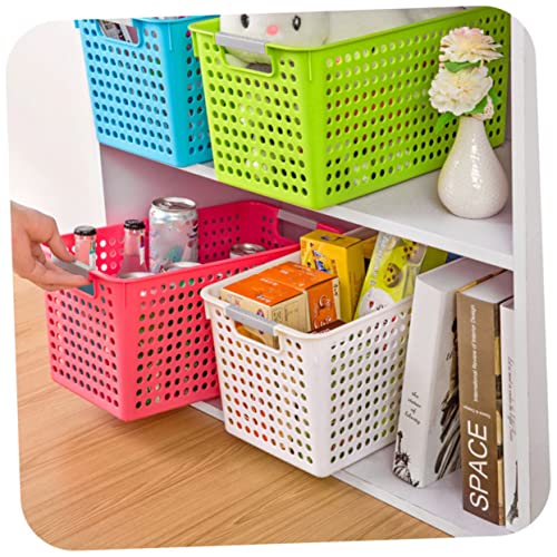 JECOMPRIS Kleiner Weißer Kunststoff Aufbewahrungskorb mit Griffen Robuster Stabiler Organizer für Büro Haushalt und Schreibtisch Praktischer Desktop Aufbewahrungskorb aus Material von JECOMPRIS