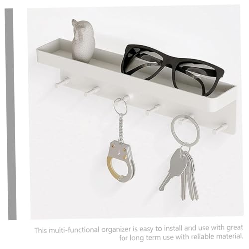 JECOMPRIS Metall Schlüssel Organizer Wandhalter mit Ablage und Haken Selbstklebend Wandmontage Schlüsselbrett für Eingangsbereich Büro Flur Weiß Robuste Aufbewahrung für Schlüssel und JECOMPRIS Metall Schlüssel Organizer Wandhalter mit Ablage und Haken Selbstklebend Wandmontage Schlüsselbrett für Eingangsbereich Büro Flur Weiß Robuste Aufbewahrung für Schlüssel und von JECOMPRIS