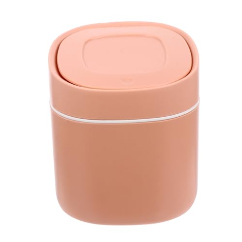 JECOMPRIS Mini Desktop Abfalleimer mit Deckel Kompakter Tisch Mülleimer Orange Platzsparend Hygienisch und Vielseitig für Büro Haushalt und Dekoration von JECOMPRIS