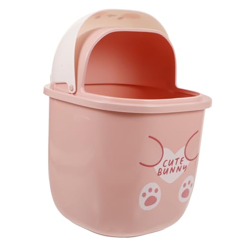 JECOMPRIS Mini Tischabfalleimer mit Deckel Niedlicher Weißer Kaninchen Design Desktop Mülleimer aus Leichtem Geruchsdichter Kleiner Abfalleimer für Büro Schlafzimmer Bad und Schreibtisch von JECOMPRIS