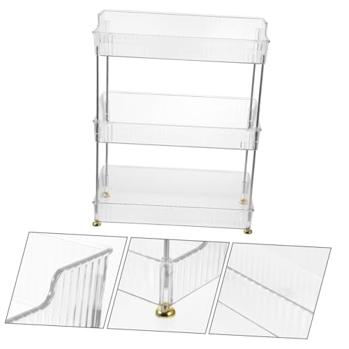 JECOMPRIS Multifunktionales Lagiges Badezimmer Aufbewahrungsregal aus Rostfreiem Edelstahl und Pet Abnehmbares Tablett Platzsparender Countertop Organizer für Toilettenartikel und Kosmetik von JECOMPRIS