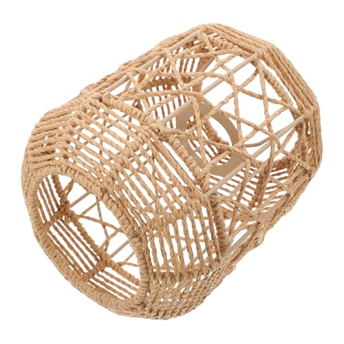 JECOMPRIS Pastoraler Stil Imitation Rattan Kronleuchter Pendellampenschirm Gewebter Hängender Pendellampenschirm Hängelampenschirm Tischlampenschirm Nachttischlampenschirm Weblampenschirm von JECOMPRIS