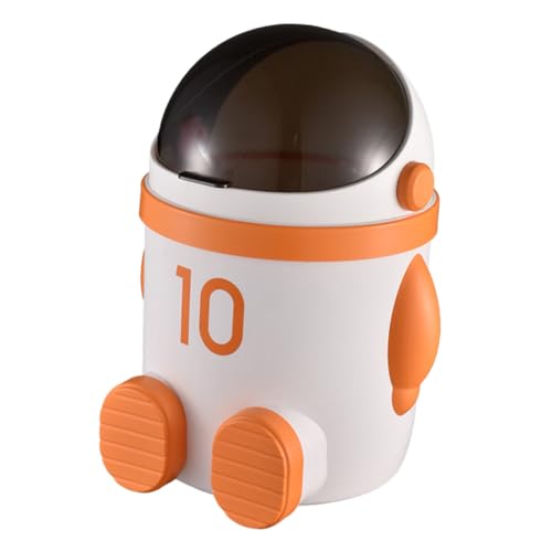 JECOMPRIS Plastik Mülleimer mit Deckel Spaceman Design Leichter Abfalleimer mit Rutschfestem Boden Bunter Müllbehälter für Küche Bad Schlafzimmer Büro und Wohnräume von JECOMPRIS