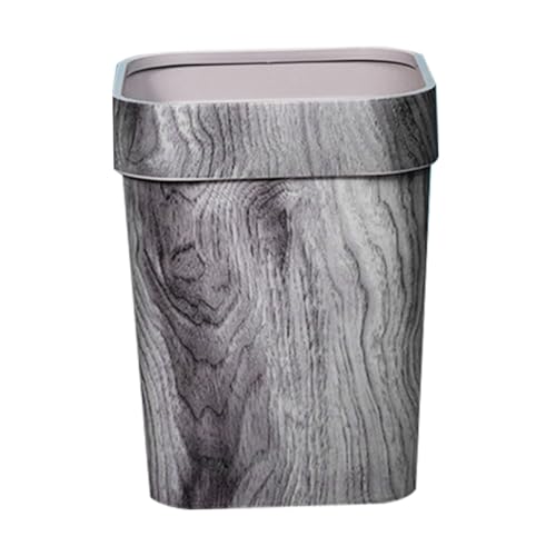 JECOMPRIS Retro Imitation Holzmaserung Rechteckiger Abfalleimer für Badezimmer Küche und Schlafzimmer ohne Deckel Praktisch und für Papierhandtücher und Abfälle von JECOMPRIS