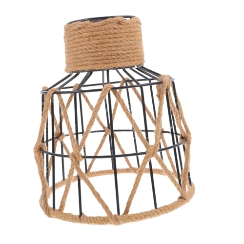 JECOMPRIS Retro -hanfseillampenecke Boho Gewebter Lampenschirm Gewebter Pendelschirm Bauernlampenschirm Wandlampenschatten Wandleuchtenschirm Industrieleuchte Ersatzlampenschutz Eisen Khaki von JECOMPRIS