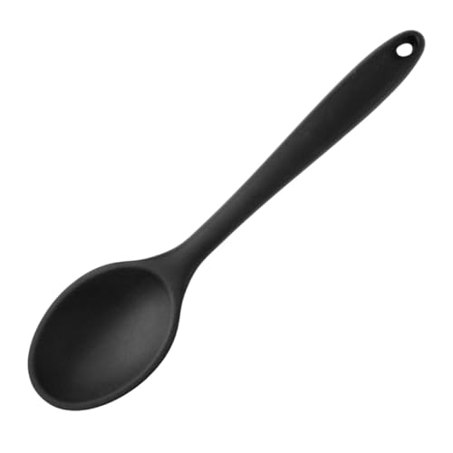 JECOMPRIS Silikon Kochlöffel Antihaftbeschichtet Vielseitig Einsetzbar Elegant Schwarz für Kochen und Backen Langlebiges Küchenutensil für Müheloses Rühren und Servieren von JECOMPRIS