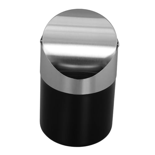 JECOMPRIS Swing Deckel Müll kann Mülleimer für die Arbeitsplatte kleiner Schreibtisch-Mülleimer Desktop-Mini-Mülleimer Desktop-Mülleimer Tisch Mülleimer Papierkorb Rostfreier Stahl Schwarz von JECOMPRIS
