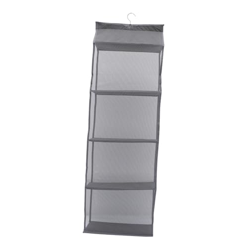 JECOMPRIS Vierlagiger Hängender Kleiderschrank Organizer Grauer Aufbewahrungsschrank für Taschen mit Großer Kapazität Waschbar und Atmungsaktiv für Kleider und Schuhe von JECOMPRIS