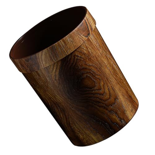 JECOMPRIS Vintage Holzoptik Mülleimer Eleganter Abfallbehälter mit Druckringfixierung für Schlafzimmer und Wohnzimmer Stabiler Aufbewahrungseimer für Haushalt und Büro von JECOMPRIS