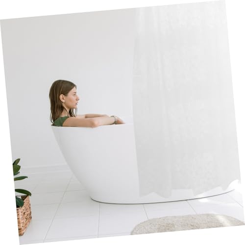 JECOMPRIS Wasserdichter Peva Duschvorhang mit Blumenmuster Halbtransparent Robust und Waschbar Inklusive Haken als Hotel Badezimmer partition Schimmelresistent und Langlebig von JECOMPRIS