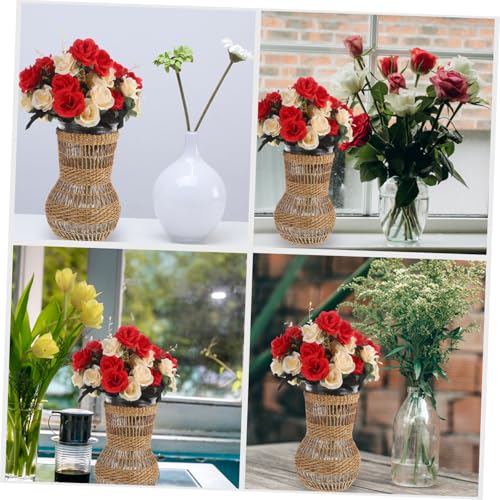 JECOMPRIS Wunderschöne Rattan Geflochtene Vase für Frische und Getrocknete Blumen Dekorativer Blumentopf im Landhausstil Einfache Deko vase für Wohnzimmer Büro und Balkon Handgefertigter JECOMPRIS Wunderschöne Rattan Geflochtene Vase für Frische und Getrocknete Blumen Dekorativer Blumentopf im Landhausstil Einfache Deko vase für Wohnzimmer Büro und Balkon Handgefertigter von JECOMPRIS