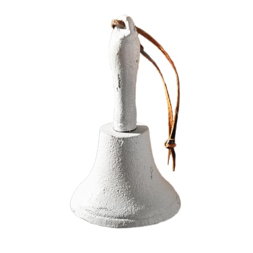 JECOMPRIS altes Windspiel Vintage Hand Halting Glocken Antike Hand Call Bell Dekoration Willkommen rustikale Glocken dekorative hängende Türklingel kleine hängende Glocken Handglocke Weiß von JECOMPRIS