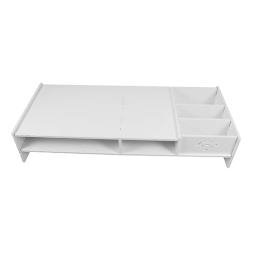 JECOMPRIS multifunktionales Lagerregal Schreibtisch höhenverstellbarer monitorständer Desktop-Bücherregal Monitorständer für Drucker Desktop-Monitorständer Laptop-Ständer Plastik Weiß von JECOMPRIS