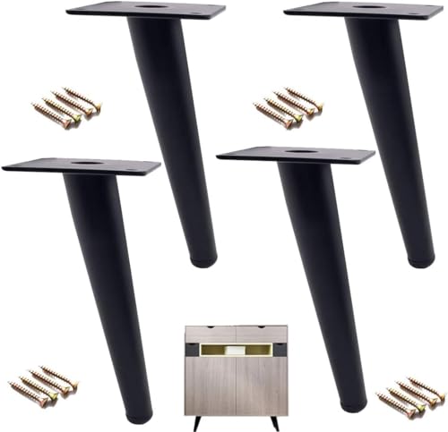 JECT 4-teilige Metallmöbel-Tischbeine, konische Couchtisch-Ersatzbeine, DIY-Sofabeine mit Schrauben, Schwarz (70 cm, vertikal) (Color : Inclined, Size : 10cm) von JECT