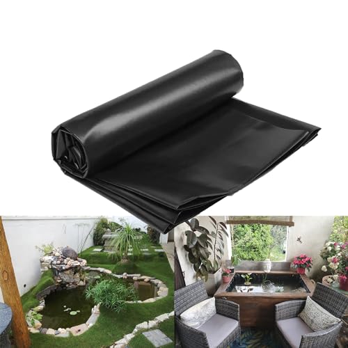 JEDAL Gartenteich Teichfolie Teichplane 2x14m 7x9m 4x8m 13x15m Schwarz HDPE Teichfolien, Wasserfest Folie Für Schwimmteich Koiteich Bachläufe Wasserfälle(Size:6×10m) von JEDAL