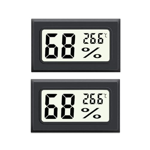 JEDEW 2-Pack Hygrometer Gauge Thermometer Indoor/Outdoor, Mini Digital Temperature Humidity Meter Tester for Humidifiers Greenhouse Reptile Plant Humidors (℃) (Rectangle-2) von JEDEW