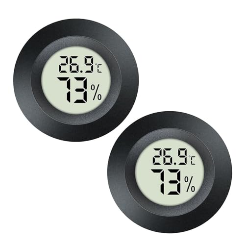 JEDEW Hygrometer Thermometer Digital Humidity Meter Indoor/Outdoor Humidity Monitor Reptile Thermometer for Humidors Greenhouse Garden Cellar Fahrenheit (℉) or Celsius(℃) (schwarz-2 Pack) (2) von JEDEW
