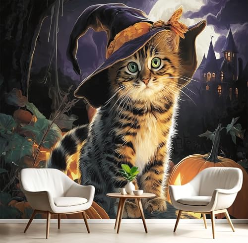 Fototapete Halloween Katze 350X256Cm Fototapete Wandkunst Tapete Violett, Mysteriöses Tier Wohnzimmer Mural Wandbilder Für Schlafzimmer Kinderzimmer Wand Dekorative Tapete Fototapete Halloween Katze 350X256Cm Fototapete Wandkunst Tapete Violett, Mysteriöses Tier Wohnzimmer Mural Wandbilder Für Schlafzimmer Kinderzimmer Wand Dekorative Tapete von JEDTAKCT