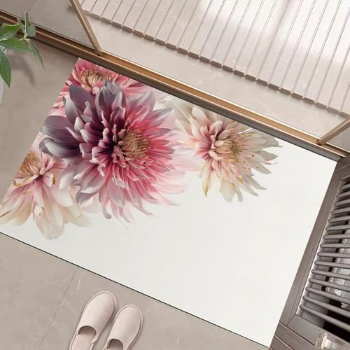 JEDTAKCT 3D-Farbverlaufs-Dahlie Fußmatte Innen Waschbar, Fussmatte Dünn Kurzflor, Kleiner Elegante Pflanze Eingangsteppich, Bettvorleger rutschfest Für Ecke Küche, Creme, 60X90Cm JEDTAKCT 3D-Farbverlaufs-Dahlie Fußmatte Innen Waschbar, Fussmatte Dünn Kurzflor, Kleiner Elegante Pflanze Eingangsteppich, Bettvorleger rutschfest Für Ecke Küche, Creme, 60X90Cm von JEDTAKCT
